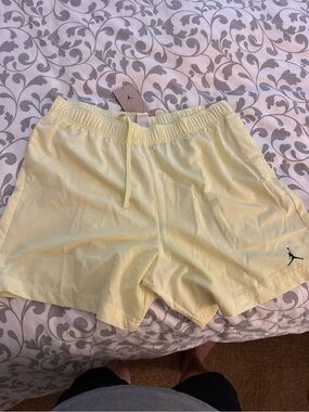 Jordan Men's Pale Yellow Athletic Shorts with Jumpman Logo